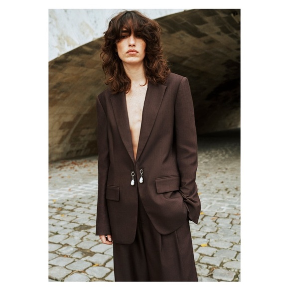 A.L.C. Tommy II Soft Suiting Pants Brown Size 4 Wide Leg Trousers Office NWT - Picture 2 of 14